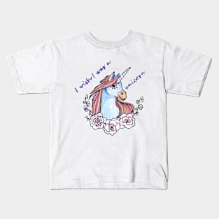 Wish I was a unicorn adorable unique horse gift Kids T-Shirt